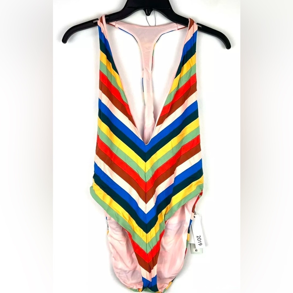 The Bikini Lab Women’s Low Back Striped One Piece Swimsuit Size Extra Large